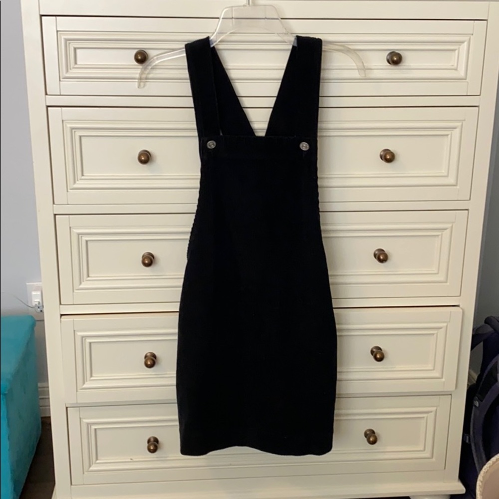 Black corduroy overall dresss